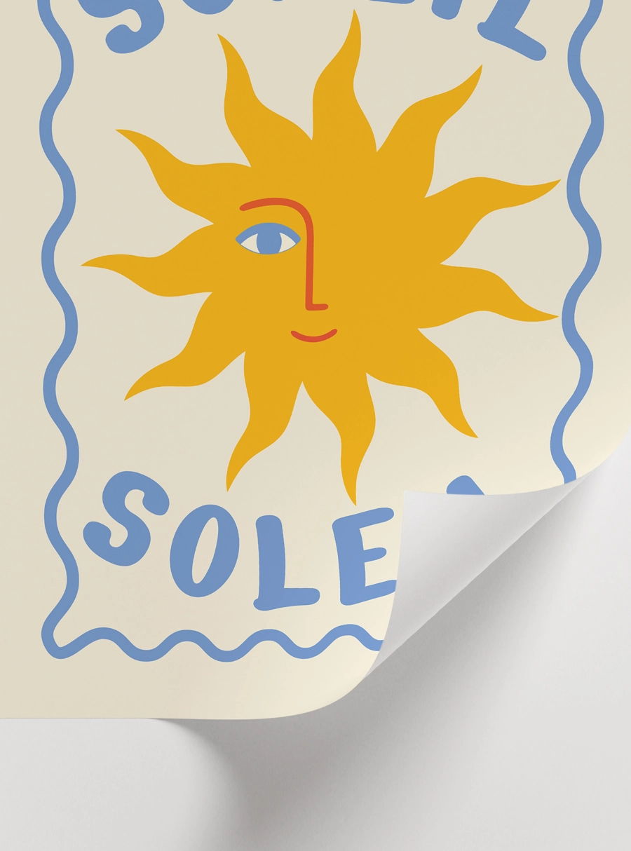 Soleil Poster — Akdeniz Güneşi ve Coastal Yaz Duvar Dekoru - Görsel 2