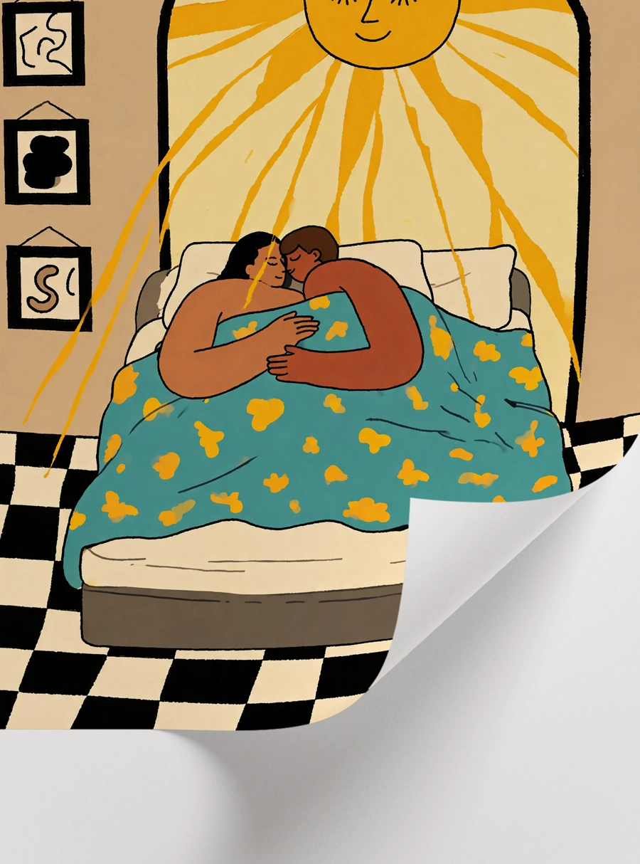 Sunlit Together Poster — Güneşli Romantik Çift İllüstrasyonu - Görsel 2