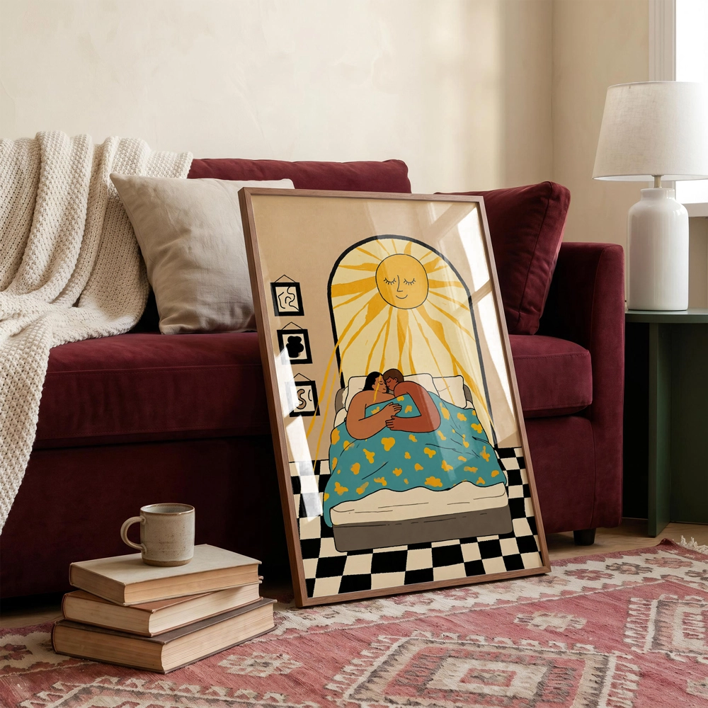 Sunlit Together Poster — Güneşli Romantik Çift İllüstrasyonu - Görsel 3