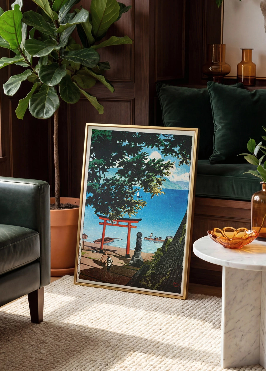 Torii by the Lake Poster — Japon Göl Manzarası ve Kırmızı Torii Kapısı - Görsel 3