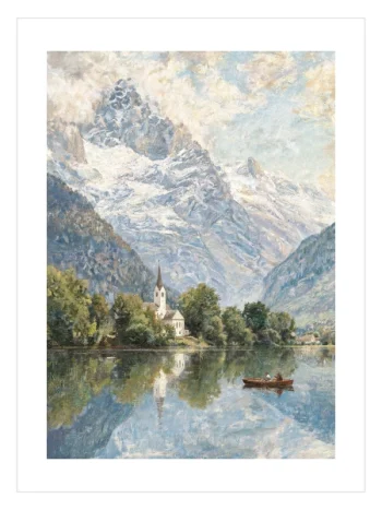 Lakeside Mountain Village Poster – Göl Kenarında Dağ Köyü