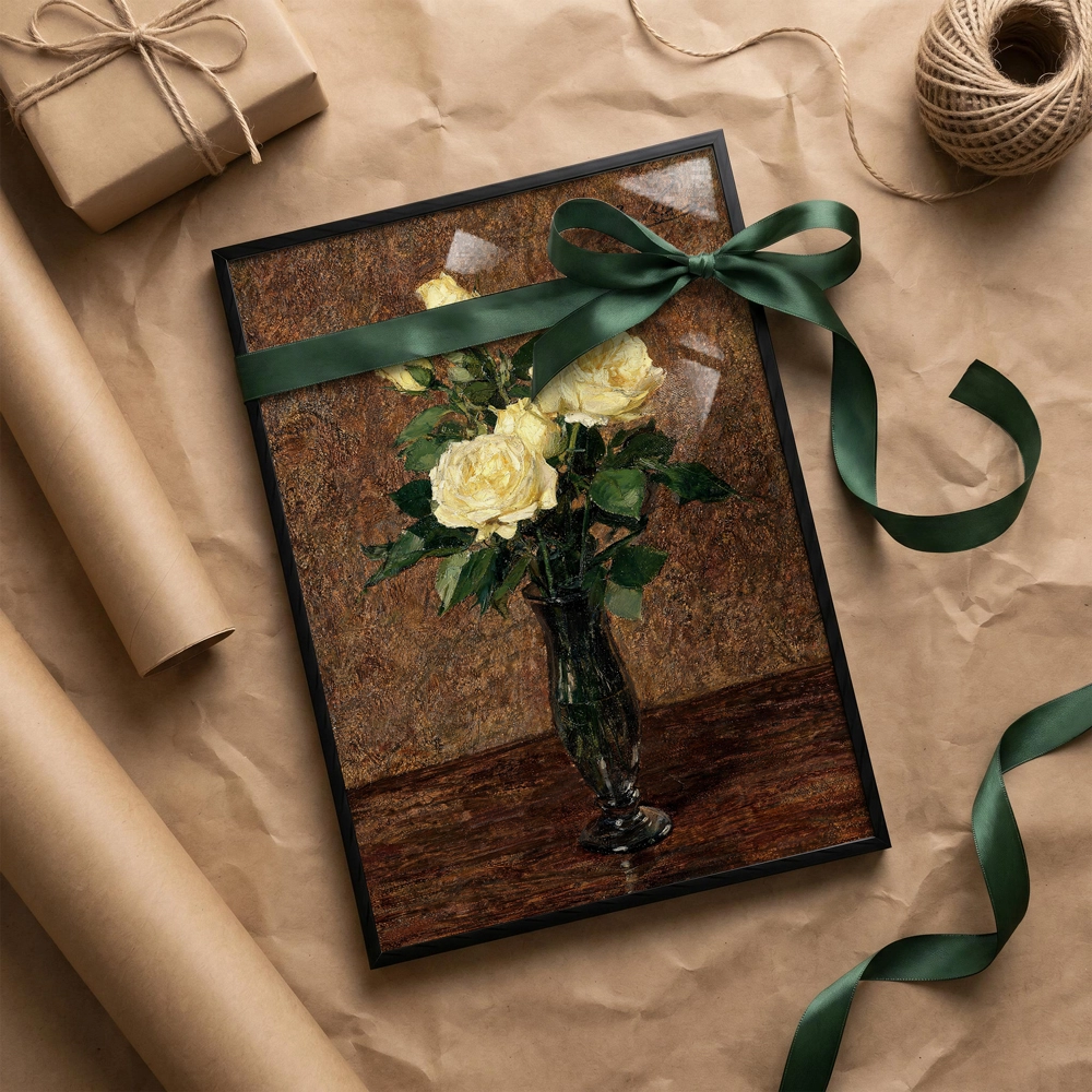 Vintage Yellow Roses Still Life Poster – Vintage Sarı Gül Natürmort - Görsel 3