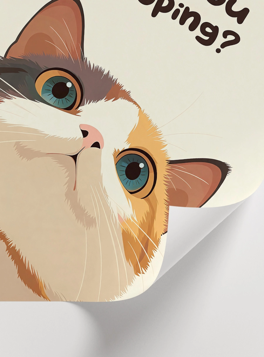 Are You Pooping Cat Poster – Kedi İllüstrasyonu Banyo Tablosu - Görsel 2