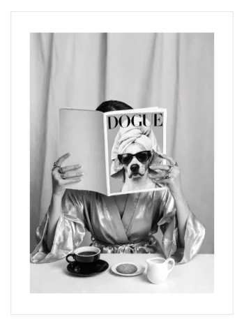 Dogue’s Morning Ritual Poster — DOGUE Dergisiyle Köpekli Kahve Molası