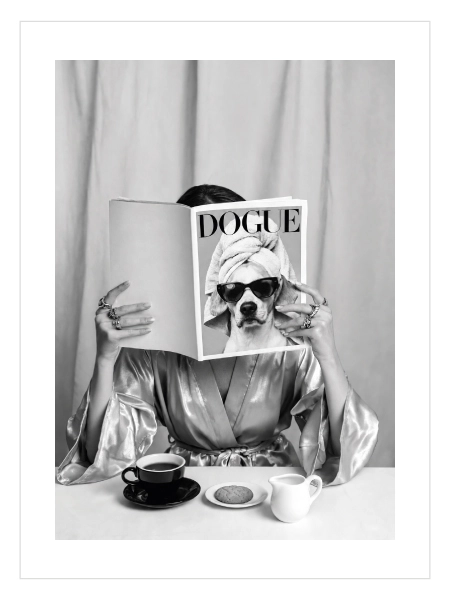 Dogue’s Morning Ritual Poster — DOGUE Dergisiyle Köpekli Kahve Molası