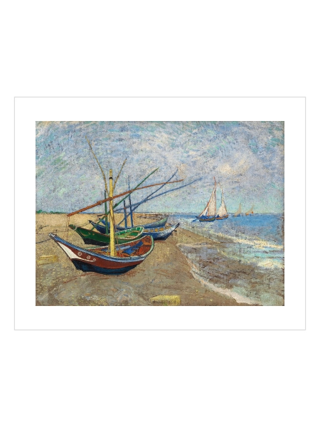 Van Gogh’un Saintes-Maries sahilindeki balıkçı teknelerini gösteren posteri