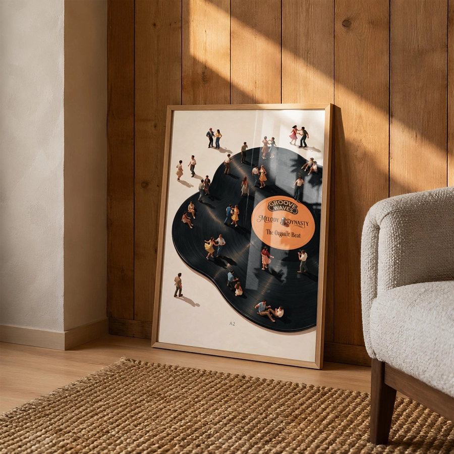 Groove Waves Vinyl Poster - Plakta Dans Edenler - Görsel 3