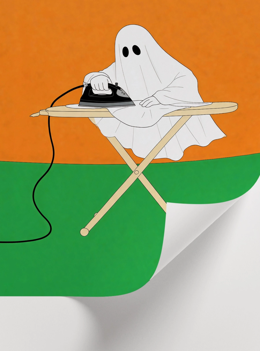 Ironing Ghost Poster – Ütü Yapan Hayalet İllüstrasyonu - Görsel 2