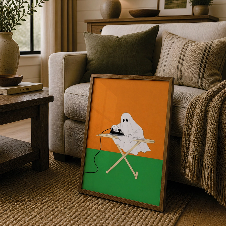 Ironing Ghost Poster – Ütü Yapan Hayalet İllüstrasyonu - Görsel 3