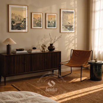 Japon estetiğinden ilham alan dört parçalı Quiet Seasons poster seti