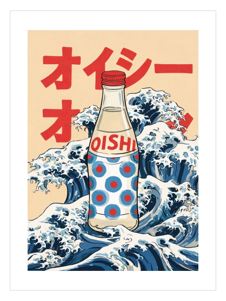 Sake Wave Japon sake şişesi ve dalga posteri