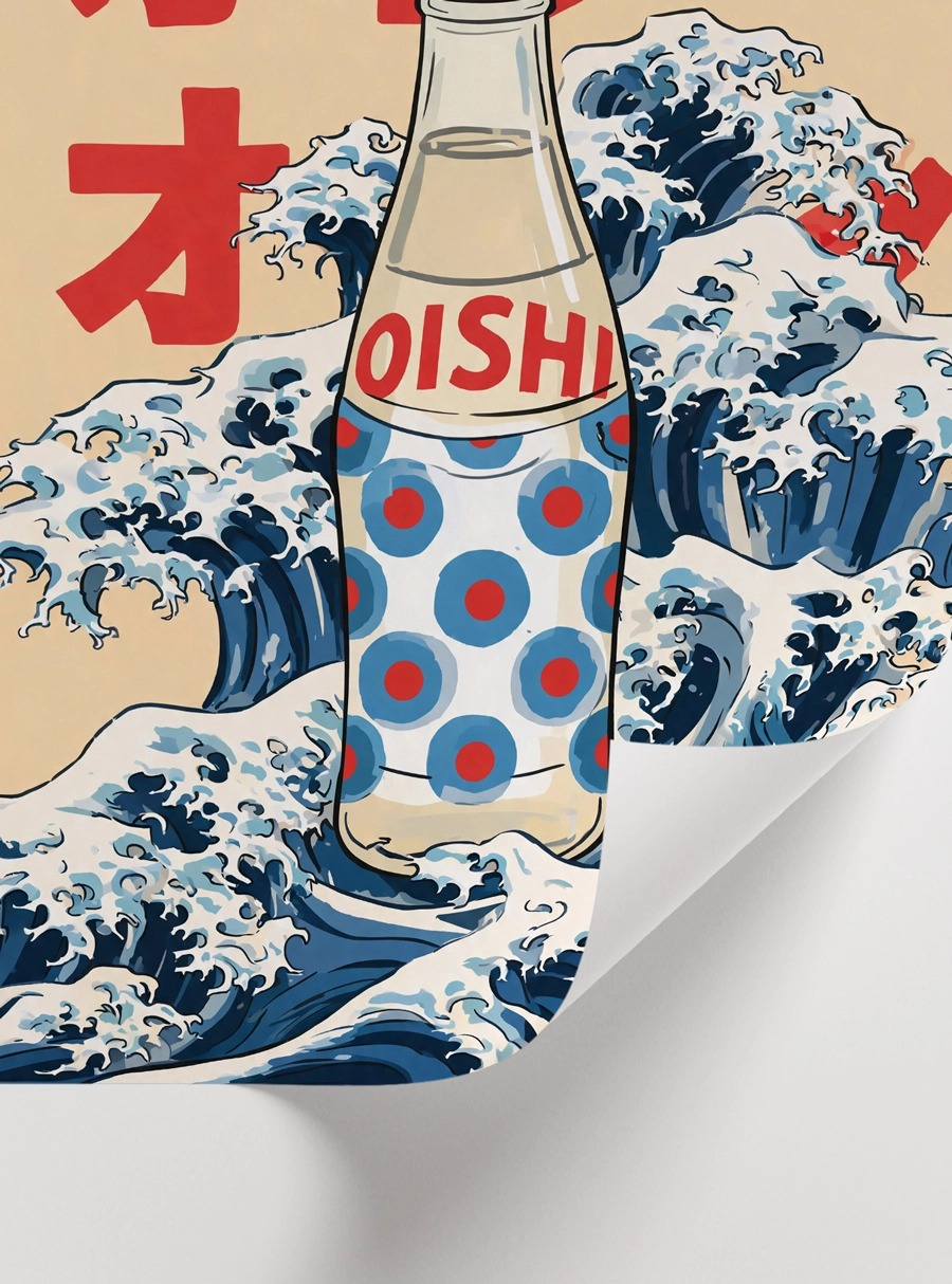 Sake Wave Poster – Japon Sake ve Dalga Tasarımı - Görsel 2