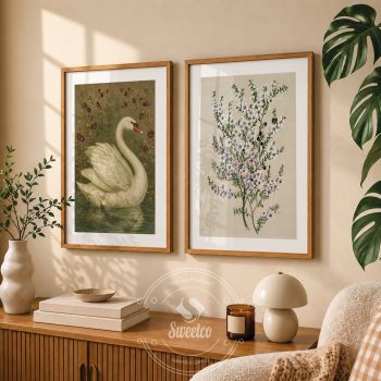 Swan & Bloom Poster Set – Kuğu ve Çiçek Temalı Duvar Dekorasyonu